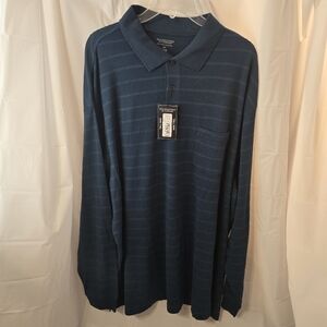 Roundtree & Yorke Mens 3XT Silky Finish Collection Long Sleeve Polo Blue NWT